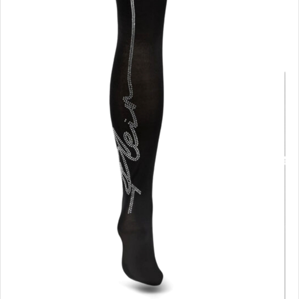 Plein Signature Stripe Rhinestone tights